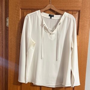 The Limited Cream Lace-Up Blouse